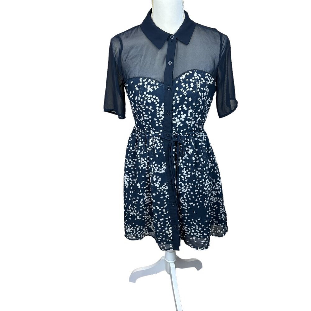 Princess Vera Wang Dark Blue and White Floral Mini Dress